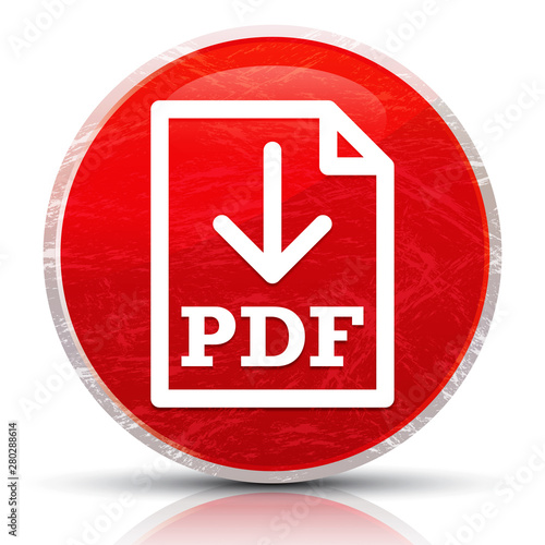 PDF document download icon metallic grunge abstract red round button vector illustration