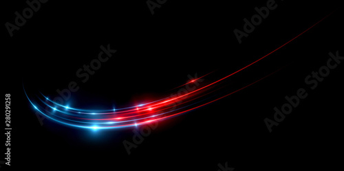 Glow effect. Ribbon glint. Curved lines. Power energy. LED glare tape. .Shining neon cosmic streaks. Magic design round whirl. Swirl trail effect. .Smooth wave. Gentle arc. Light flow. Sci fi tech.