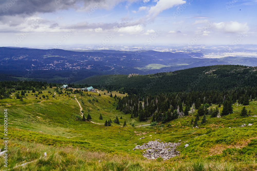 On the trail in Giant Mountains (Karkonosze), Polish - Czech Republic border. European Union. 