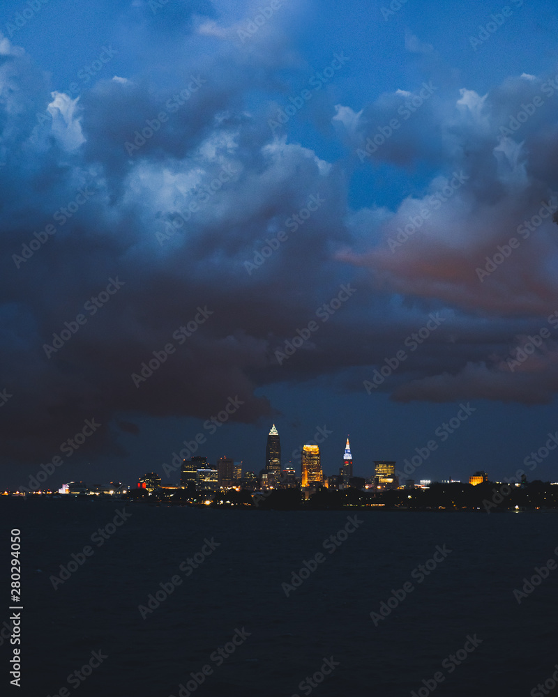Cleveland Skyline in a storm