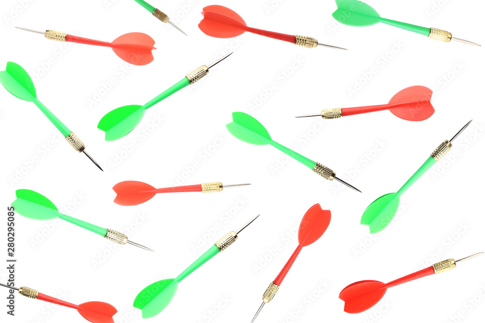 Set of different sharp darts on white background Set of different sharp darts on white background