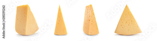 Set of delicious cheese on white background. Banner design