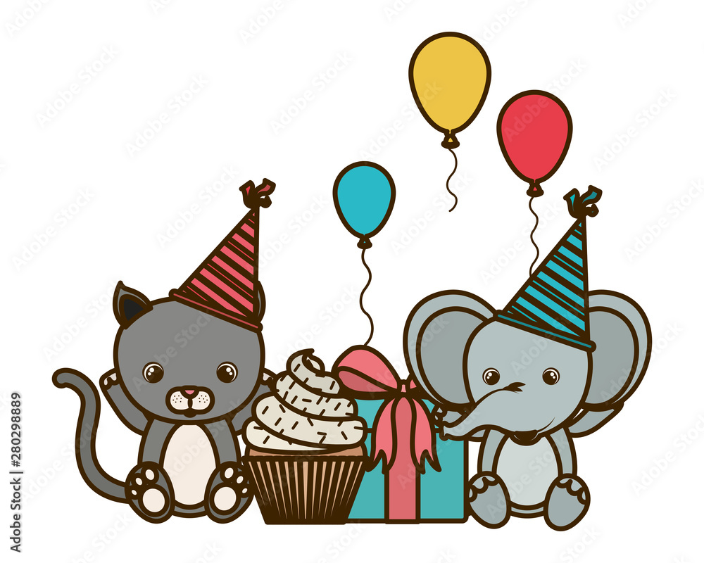 card of celebration with animals card of celebration with animals