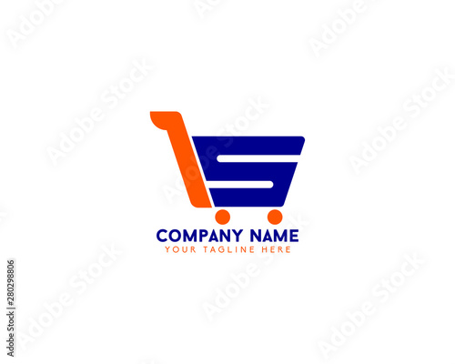 Shopping cart letter S Logo design