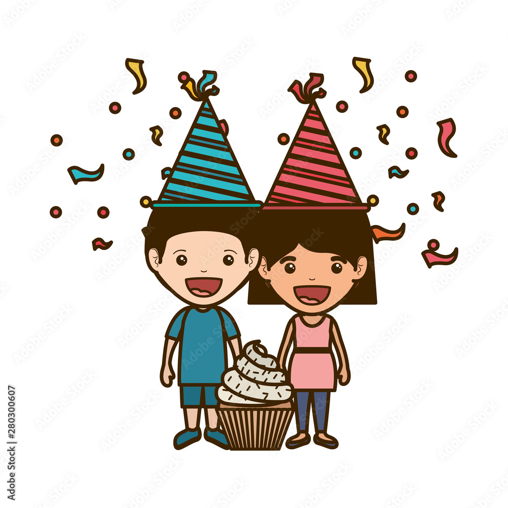 Obraz premium couple of children in birthday celebration