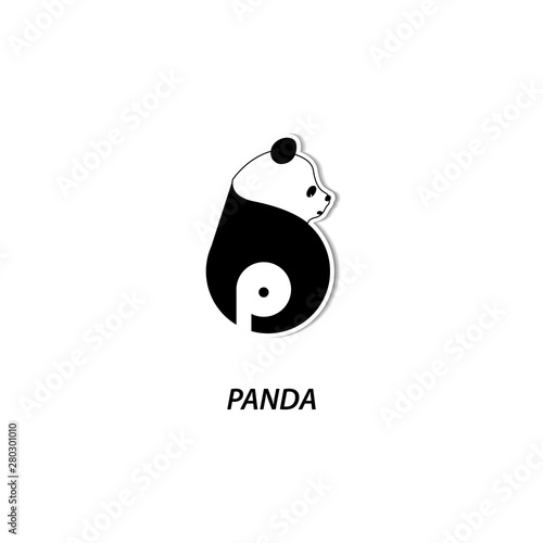 Panda logo design. Letter B with panda icon design. Panda logo. modern design
