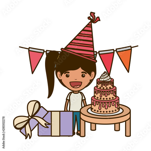 girl with party hat in birthday celebration