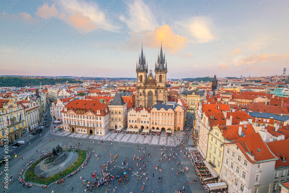 Obraz premium Old Town square with Tyn Church in Prague, Czech Republic