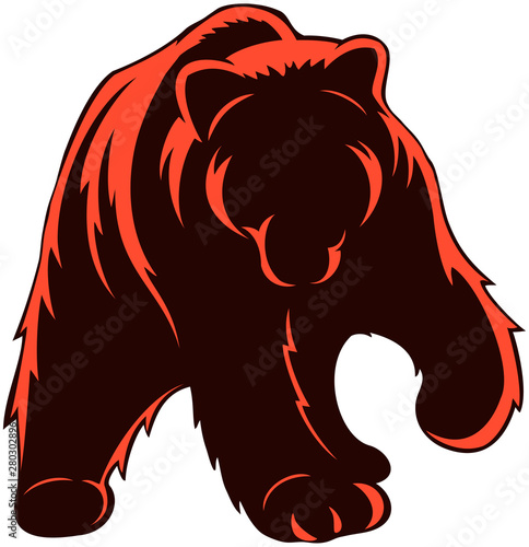 Full-body brown bear, bear logo, vector image.