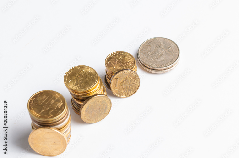 Coins isolated on white background.Copy space Coins isolated on white background.Copy space