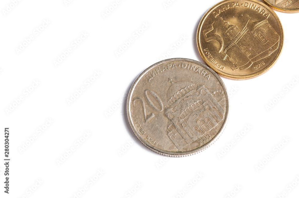Coins isolated on white background.Copy space Coins isolated on white background.Copy space