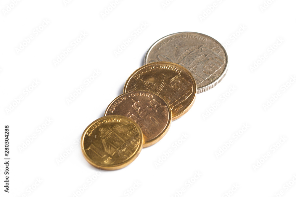 Coins isolated on white background.Copy space Coins isolated on white background.Copy space