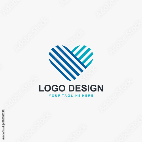 Love logo design, romance abstract icon illustration - Vector