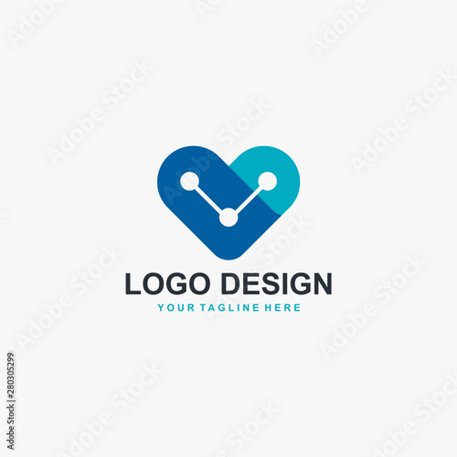Love logo design, romance abstract icon illustration - Vector