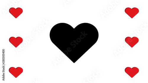 3D Red and Black Heart Hearts Multiple Seven Simple Love Vector Illustration Design