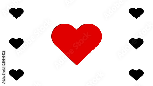 3D Black and Red Heart Hearts Multiple Seven Simple Love Vector Illustration Design