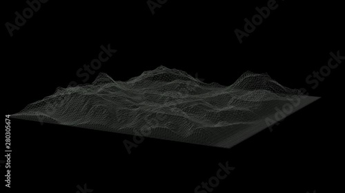 Scanning progression of a mountainous terrain. Ideal for technology and scientific themed productions.