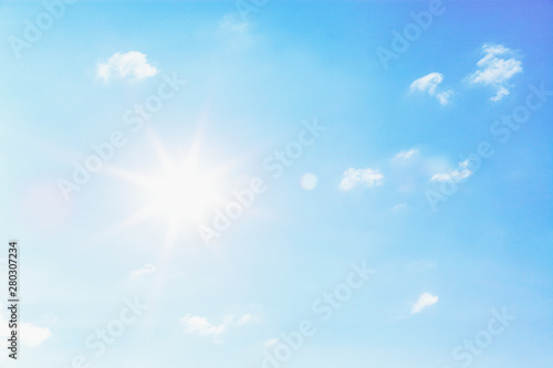 clear blue sky and bright sun - copyspace