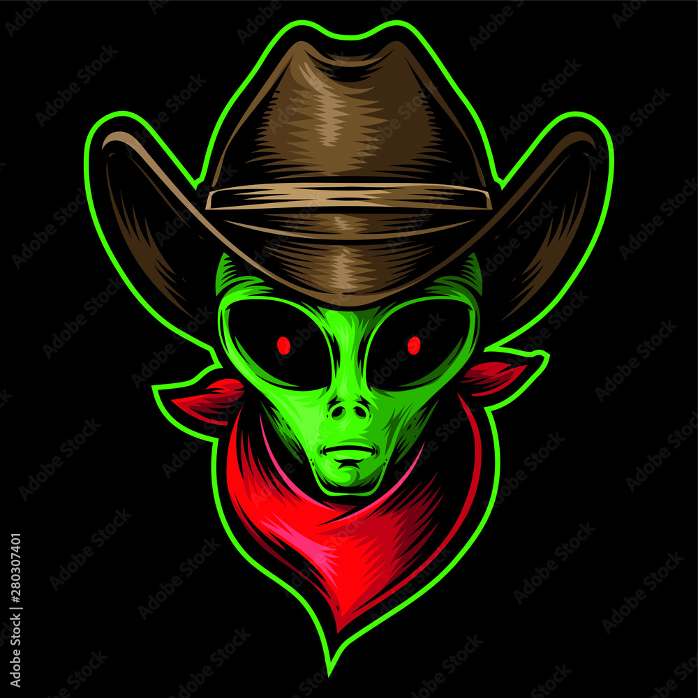 alien head cowboy Stock Vector | Adobe Stock
