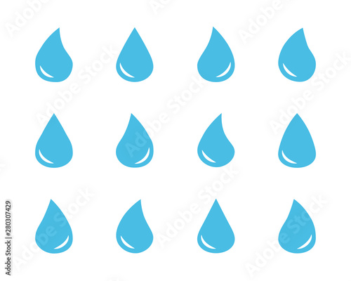 Set of vector blue water drop symbols