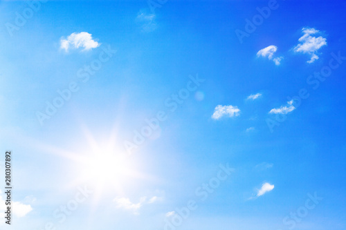 clear blue sky and bright sun - copyspace