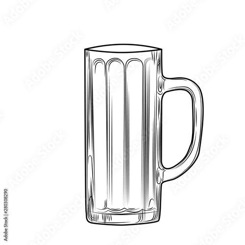 Hand drawn beer mug. Engraving style. illustration isolated