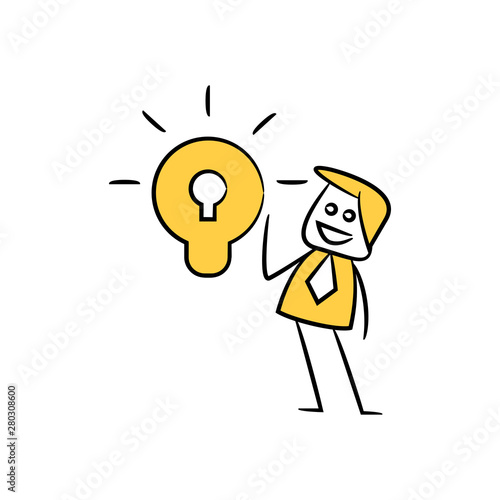 Wallpaper Mural businessman and light bulb keyhole icon yellow doodle theme Torontodigital.ca