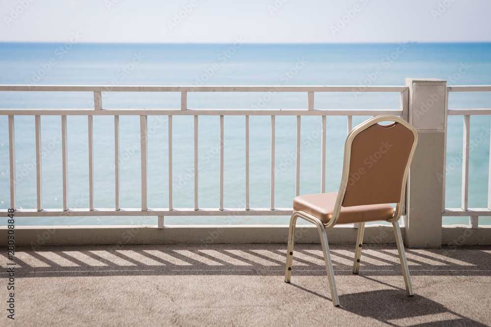 Terrace chair on the sky and sea background Terrace chair on the sky and sea background
