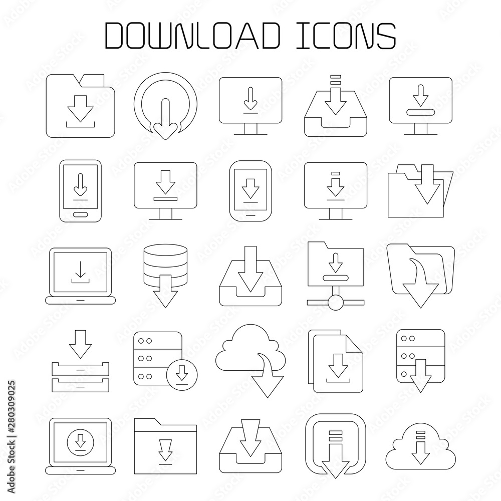 download, update and save icons set 