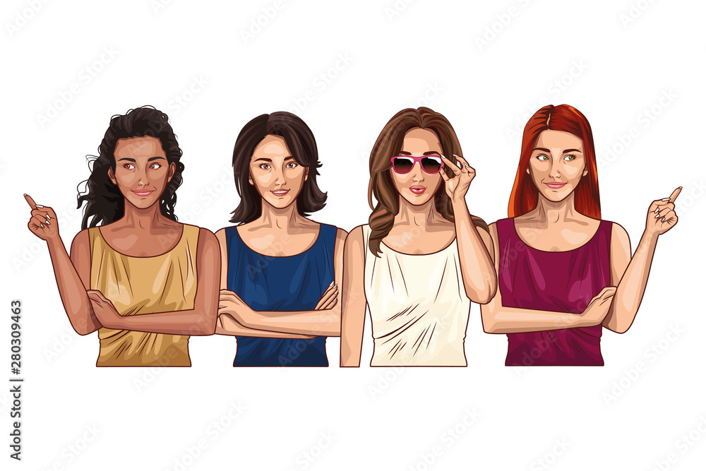 Pop art beautiful women smiling cartoons Pop art beautiful women smiling cartoons