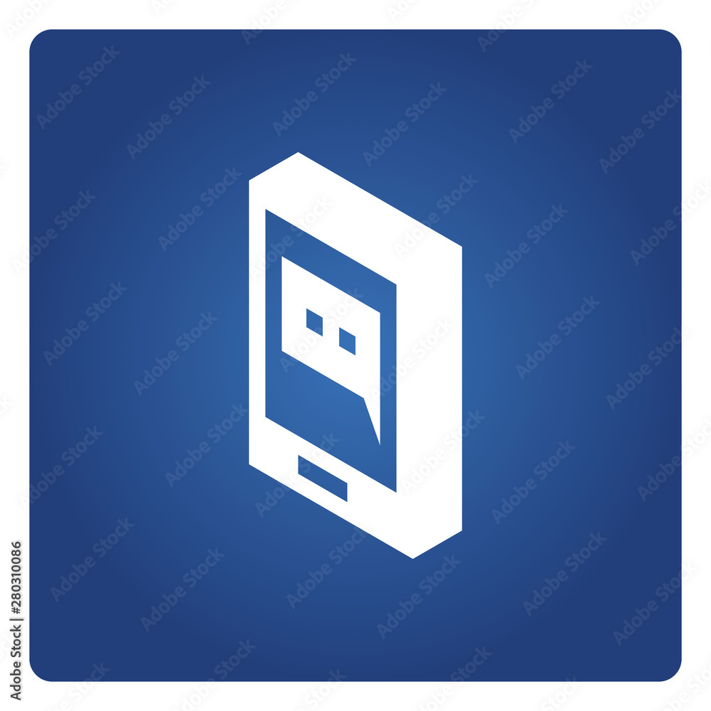 smart phone or cellphone icon solid isometric design on blue background smart phone or cellphone icon solid isometric design on blue background
