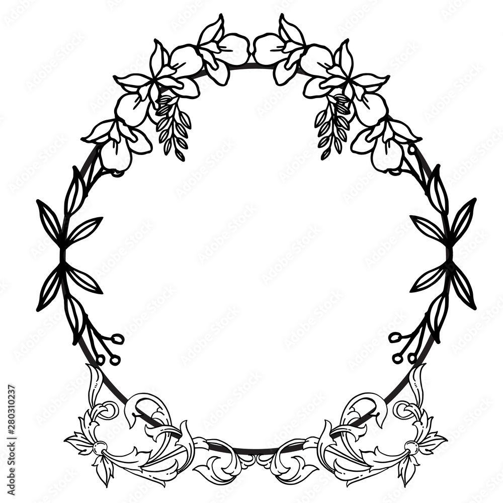 Decor leaf floral frame with abstract background. Vector