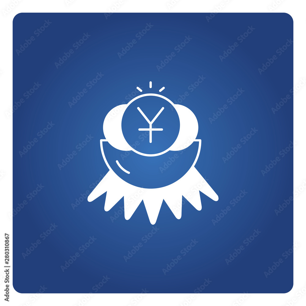 money coin yuan in nest for passive income and investment icon blue background money coin yuan in nest for passive income and investment icon blue background
