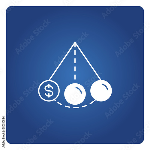 dollar coin momentum icon for momentum investment icon blue background