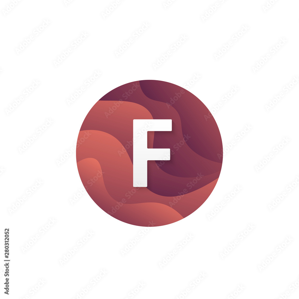 Abstract F letter logo circle shape company sign layered round icon trendy logotype vector design. Abstract F letter logo circle shape company sign layered round icon trendy logotype vector design.