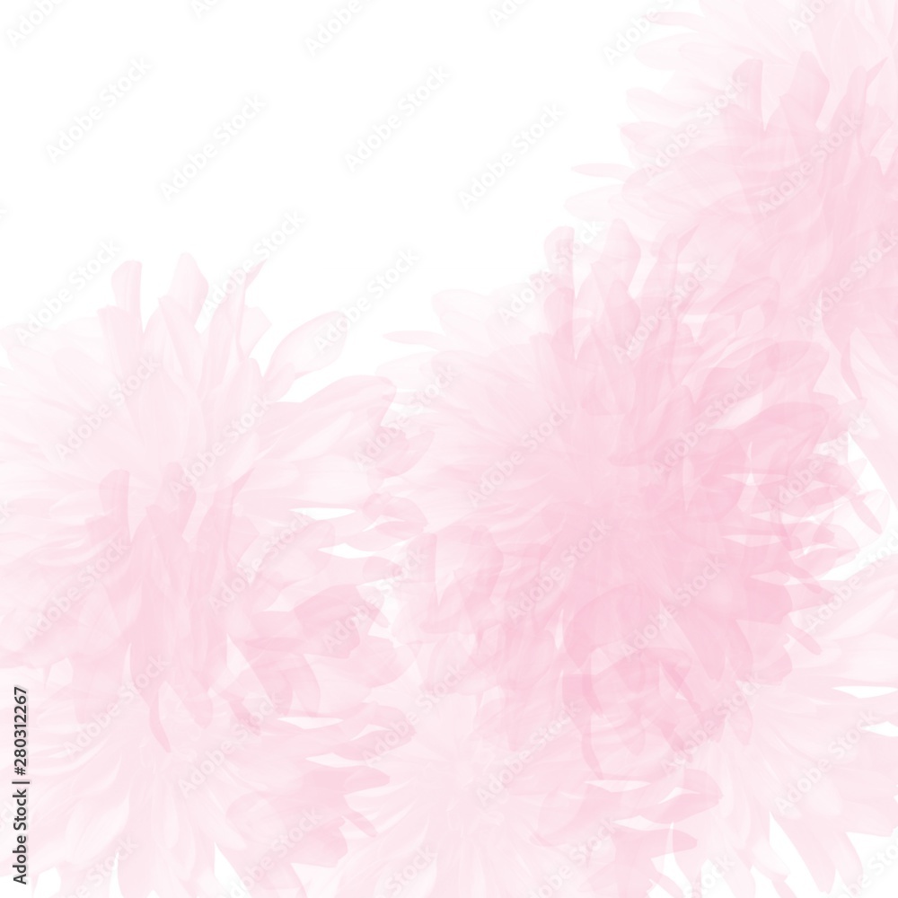 pink hand drawn watercolor dahlia blossom background pattern with white corner area