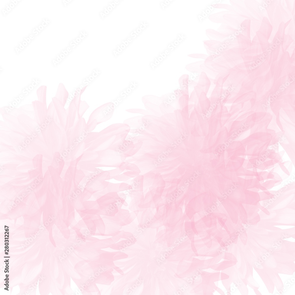 Fototapeta premium pink hand drawn watercolor dahlia blossom background pattern with white corner area