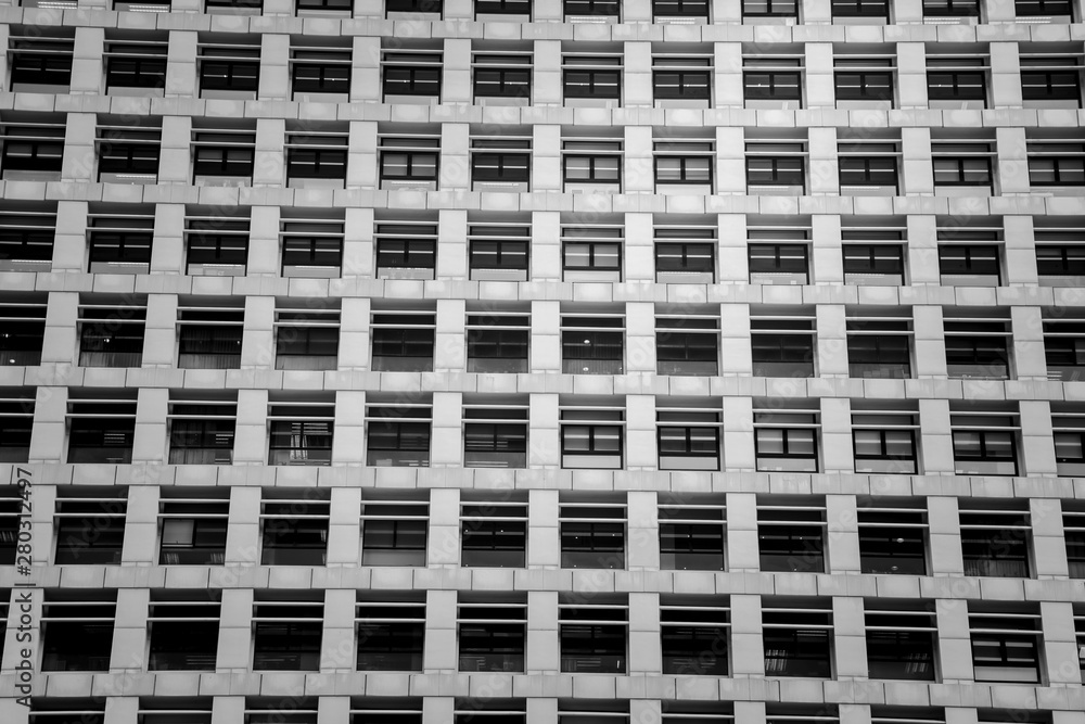 Hong Kong Commercial Building Close Up; Black and White Tone