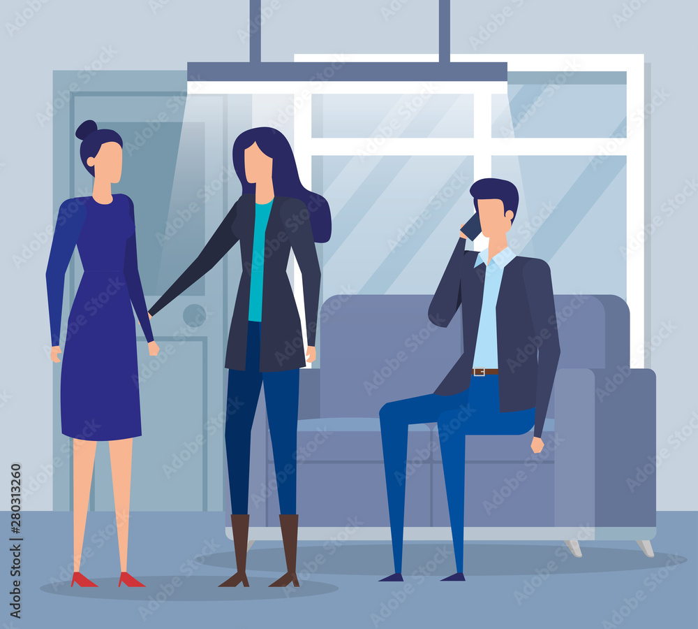 Obraz premium professional businesswomen and businessman teamwork with smartphone