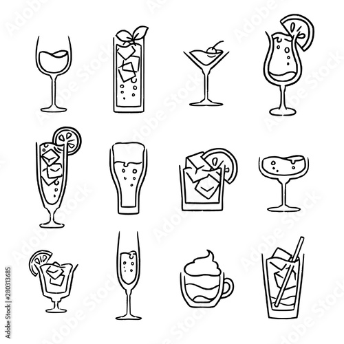 Hand-draw cocktail set