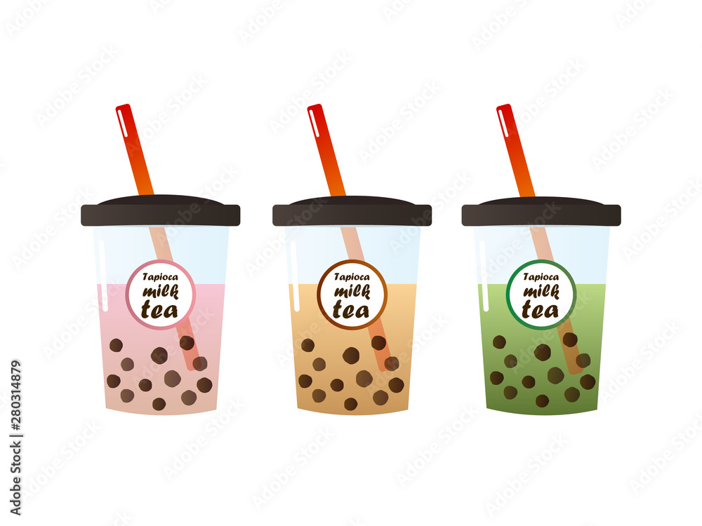 タピオカミルクティーのイラスト Stock Vector Adobe Stock