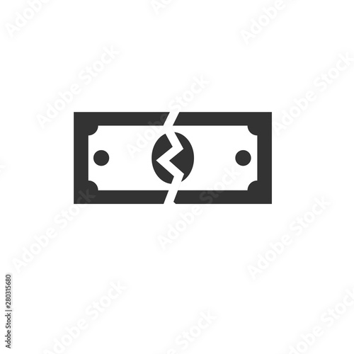  vector icon money Tearing banknote. symbol. logo illustration. graphics. on white background