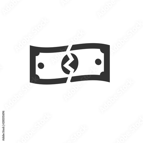  vector icon money Tearing banknote. symbol. logo illustration. graphics. on white background