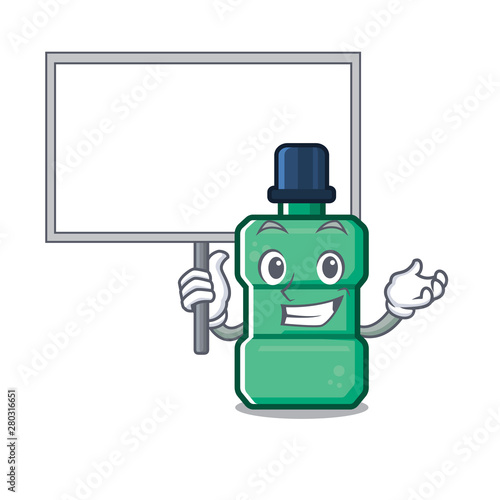 Bring board mouthwash with in the isolated cartoon