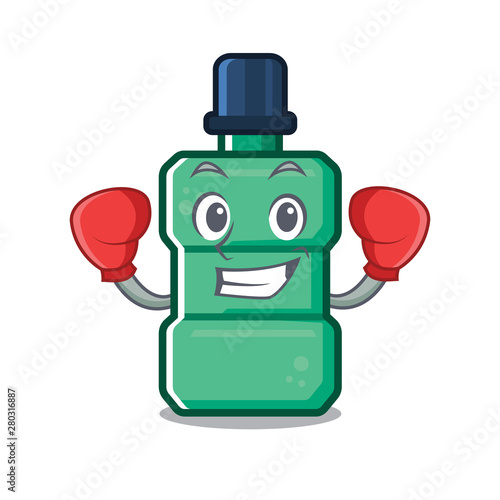 Boxing mouthwash with in the isolated cartoon