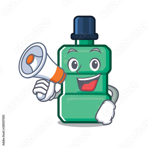 With megaphone mouthwash with in the isolated cartoon