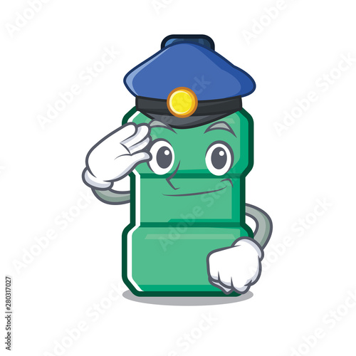 Police mouthwash with in the isolated cartoon