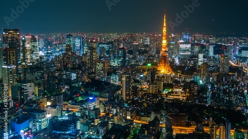 4k Time lapse view of Tokyo city at twilight, Japan