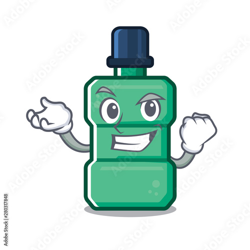 Successful cartoon mouthwash in the a bathroom
