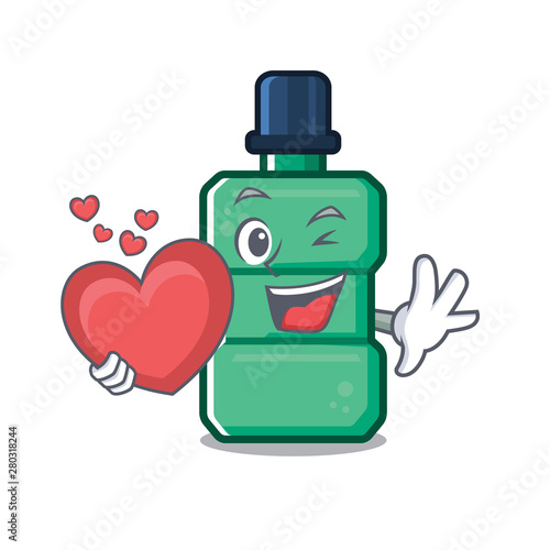 With heart mouthwash in the a character shape